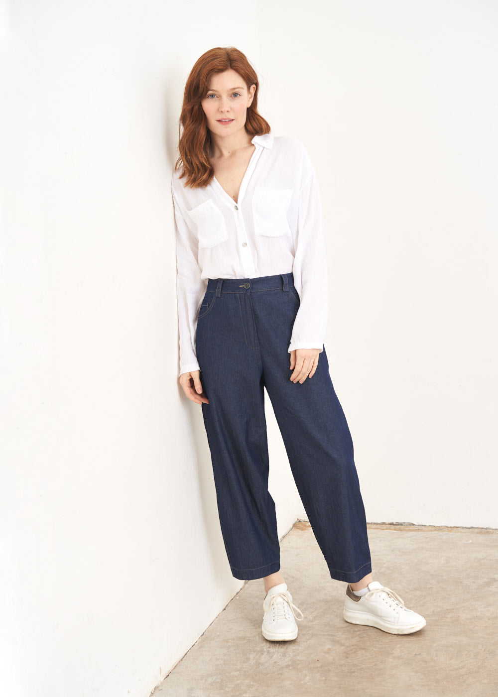 Chambray cropped sale trousers