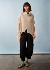 Oatmeal short sleeve round hem sweater