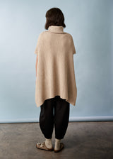 Oatmeal short sleeve round hem sweater