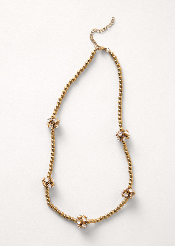 Gold chain necklace with crystal balls