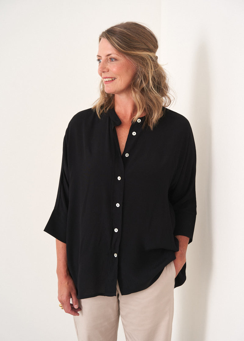 Black button down shirt