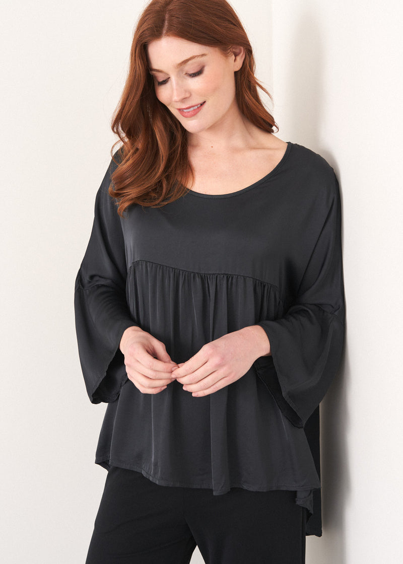 Dark grey floaty satin top