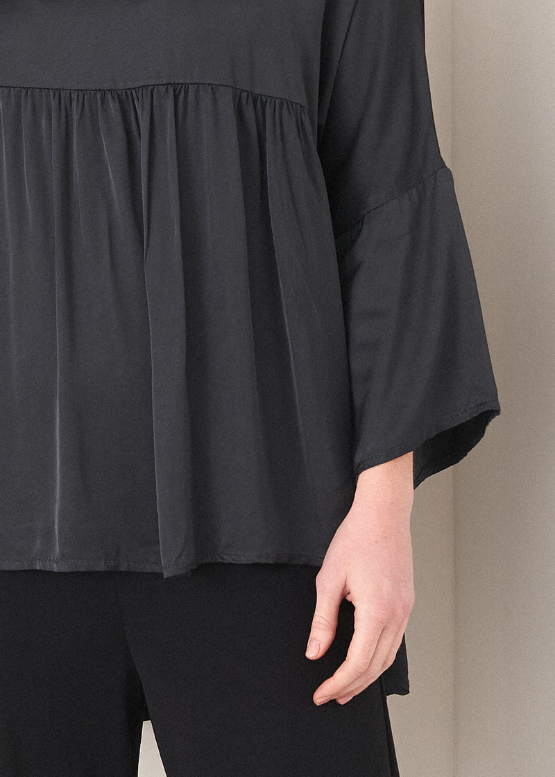 Dark grey floaty satin top