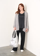 Dark grey floaty satin top