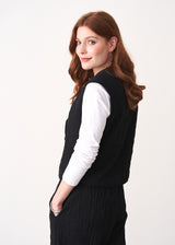 Black textured bow front gilet