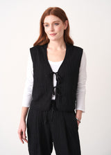 Black textured bow front gilet