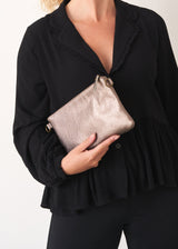 Light bronze leather clutch bag