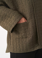 Khaki open front quilted jacket