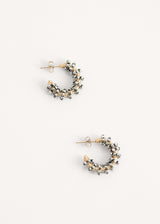 Grey and gold bead hoop earrings