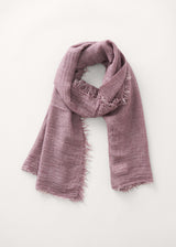 Soft dusky plum raw hem scarf