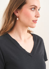 Grey short sleeve v-neck top