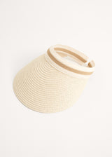 Natural raffia visor with stripe headband