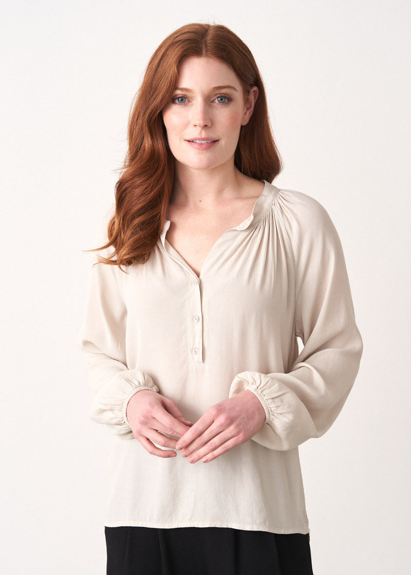 Oatmeal long sleeve blouse