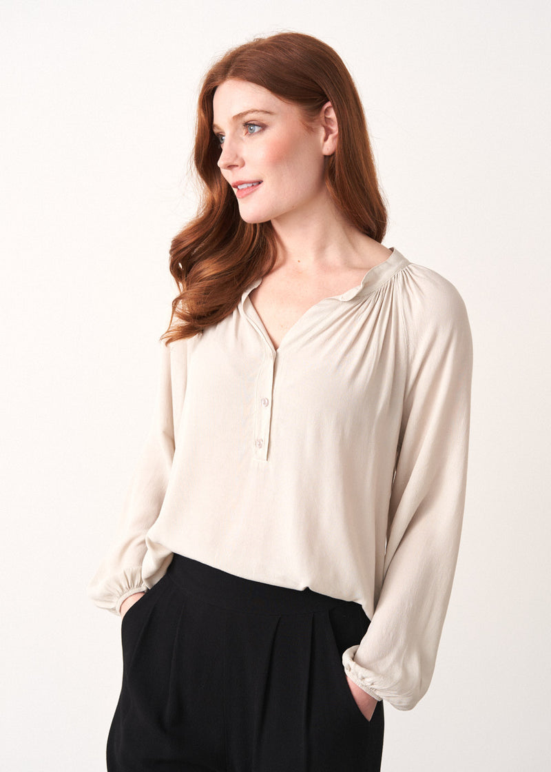 Oatmeal long sleeve blouse