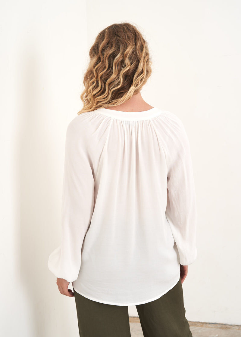 White long sleeve floaty blouse