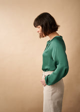 Emerald green satin shirt