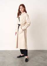 Oatmeal trench coat with waist tie