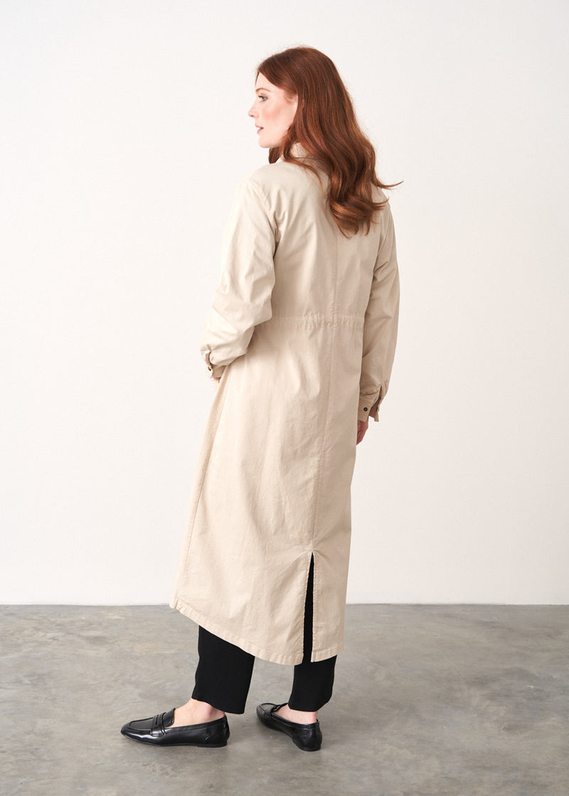 Oatmeal trench coat with waist tie