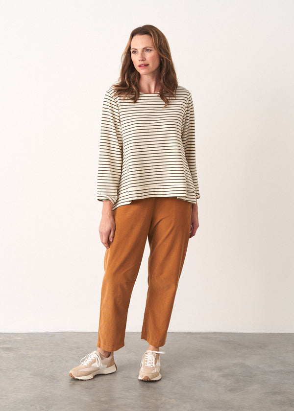 Off white and khaki stripe long sleeve top