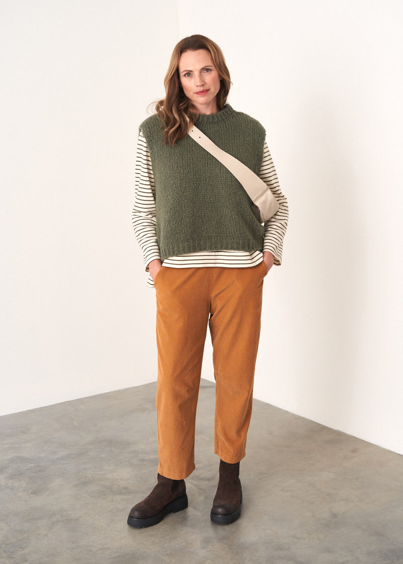 Off white and khaki stripe long sleeve top