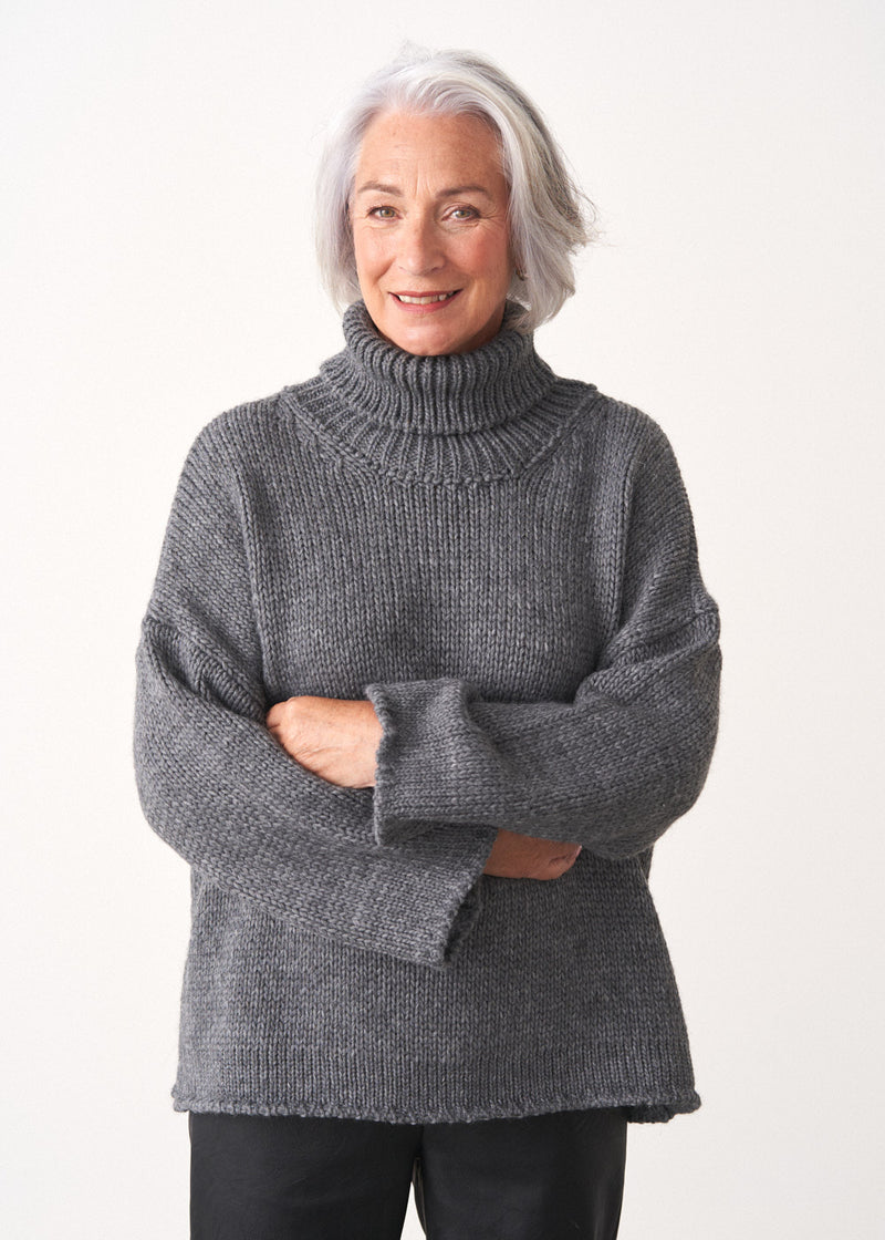 Dark grey chunky roll neck sweater