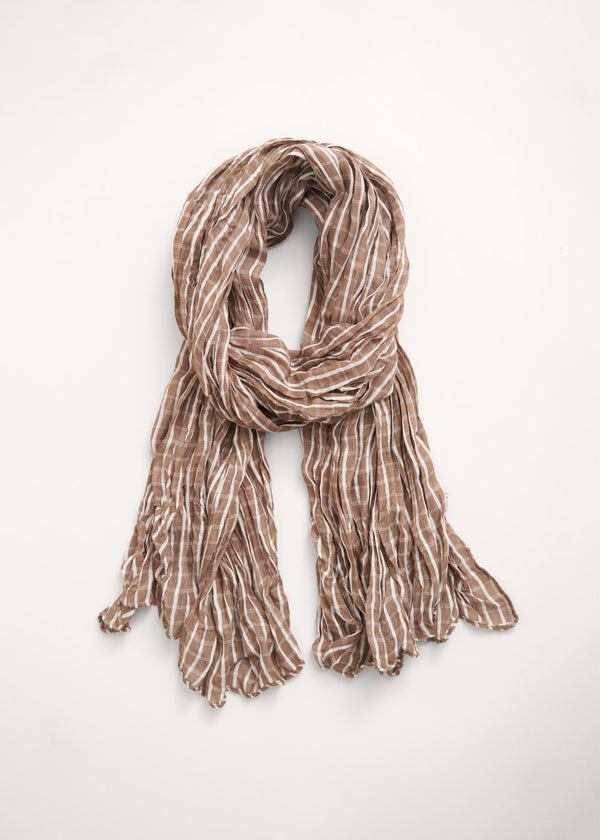 Taupe and white check scarf