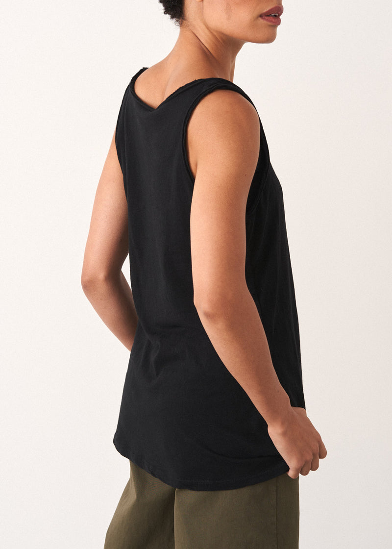 Black raw edge vest top