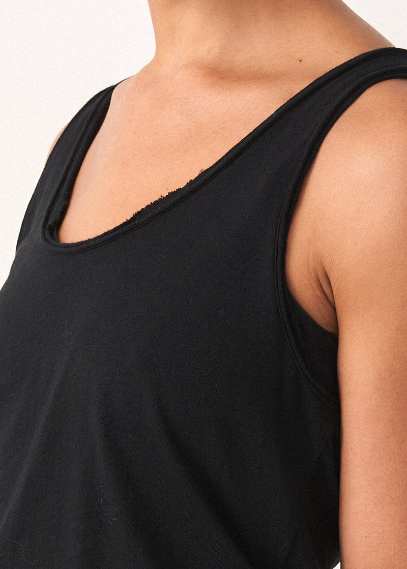 Black raw edge vest top