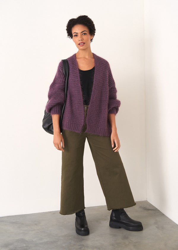 Mauve knitted cardigan