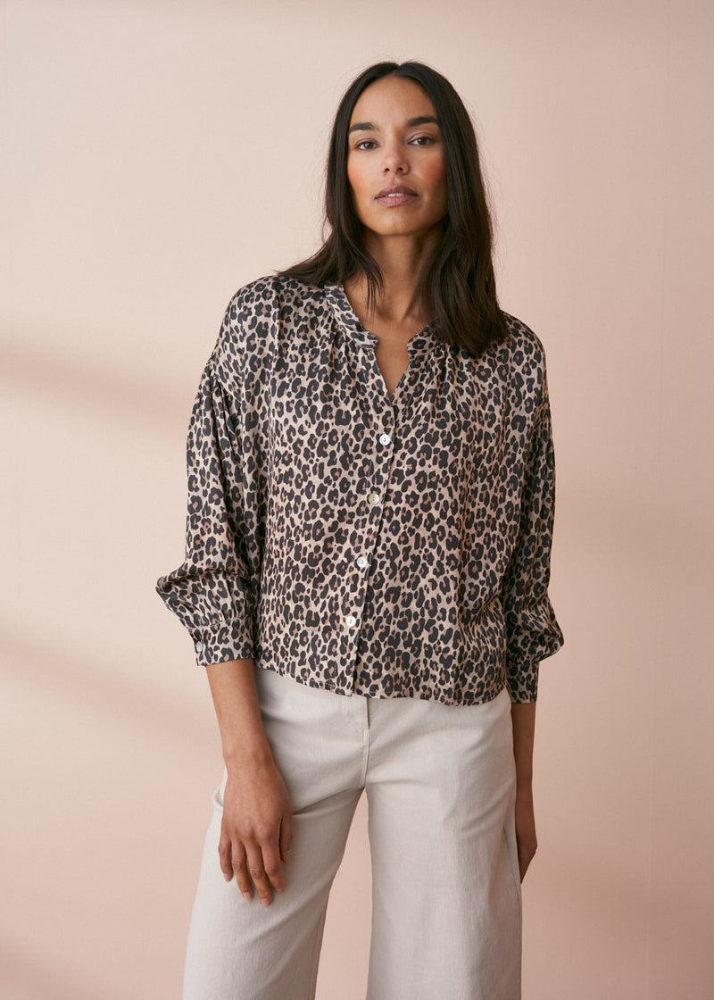 Satin leopard print shirt