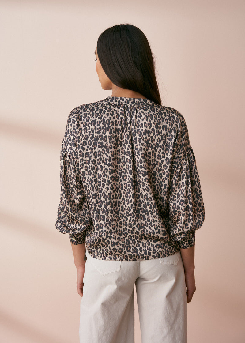 Satin leopard print shirt