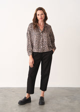 Satin leopard print shirt