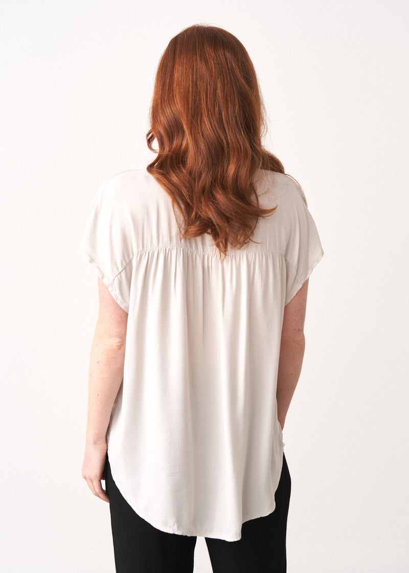 Off white satin draped top