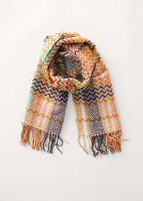 Yellow scarf with chevron pattern