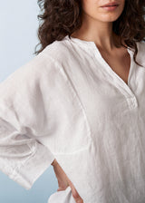 White oversized linen top