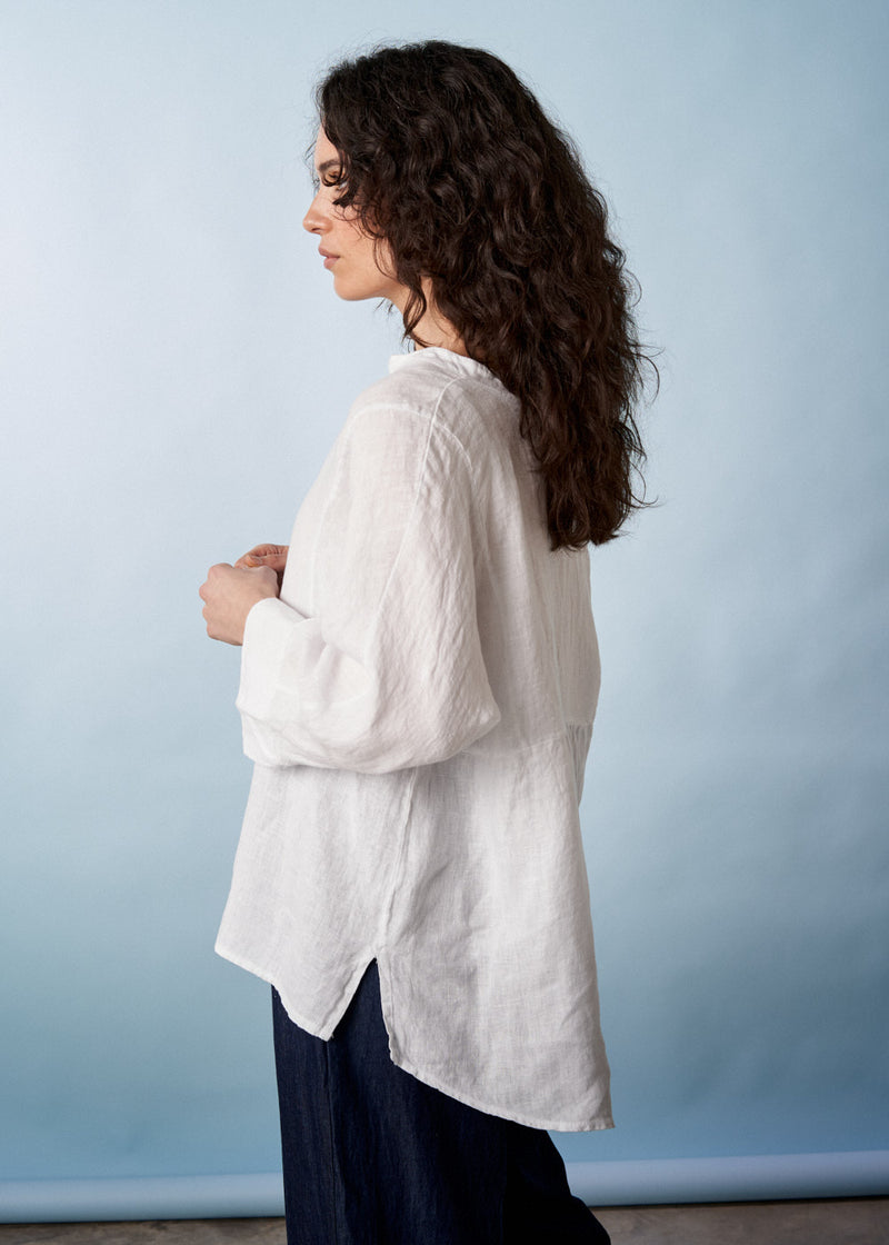 White oversized linen top