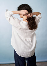 White oversized linen top