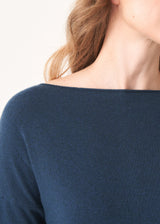 Teal long sleeve sweater with back button detail