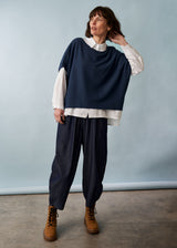 Dark blue boxy knit sweater