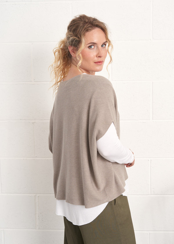 Stone grey lightweight knit sleeveless sweater