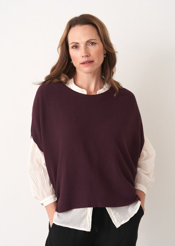 Aubergine burgundy short sleeve sweater