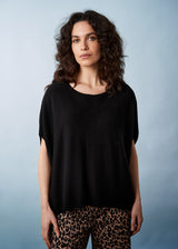 Black fine knit layering top