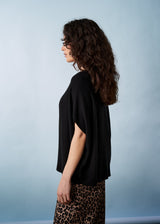 Black fine knit layering top