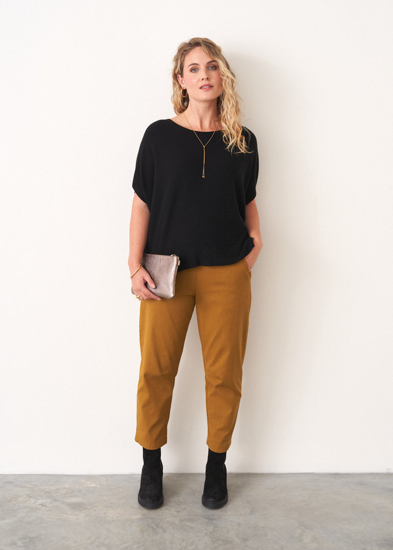 Mustard yellow cotton tapered trousers