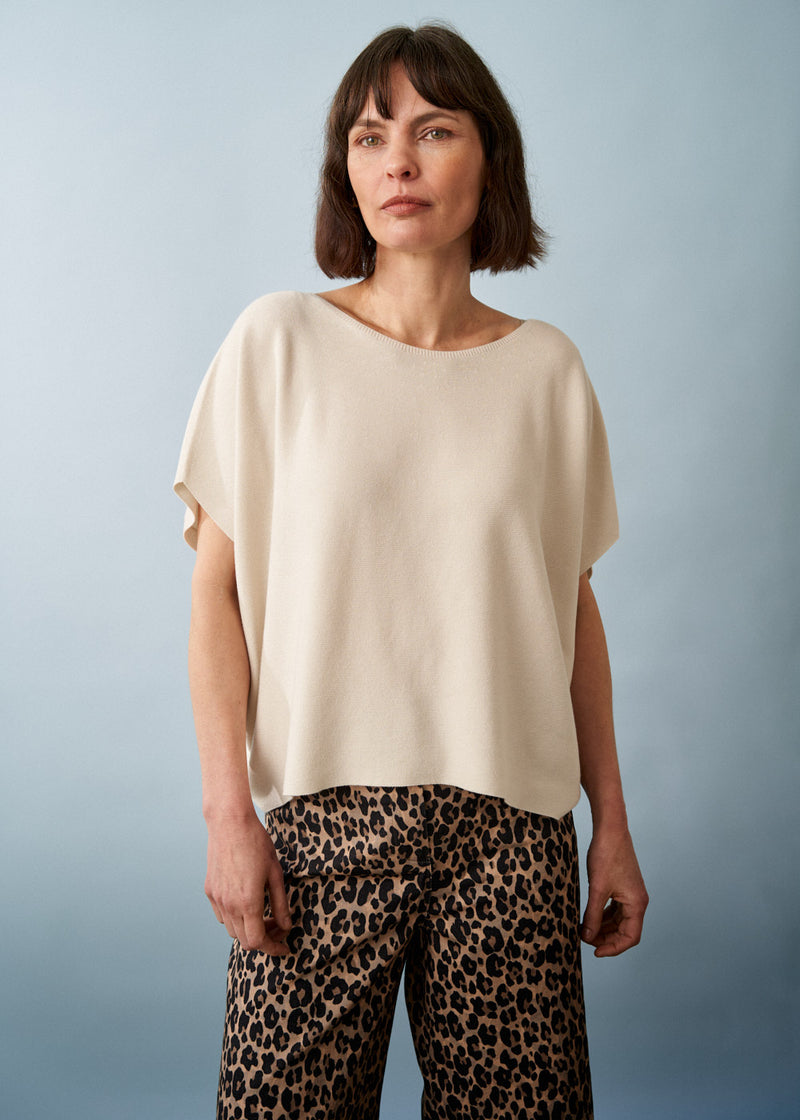 Oatmeal sleeveless fine knit sweater