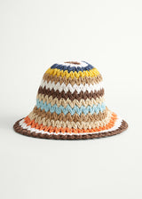 Crochet striped straw hat