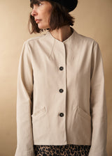 Oatmeal boxy jacket with buttons