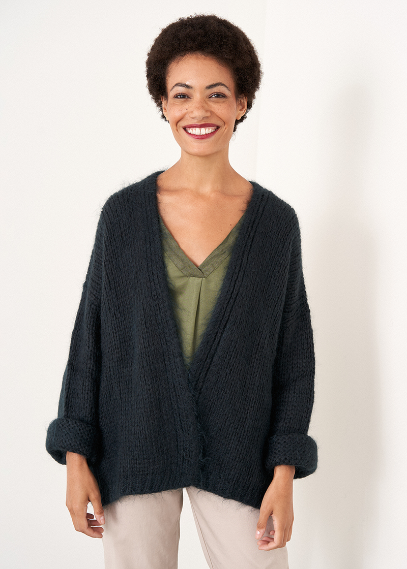 Dark teal chunky knit cardigan