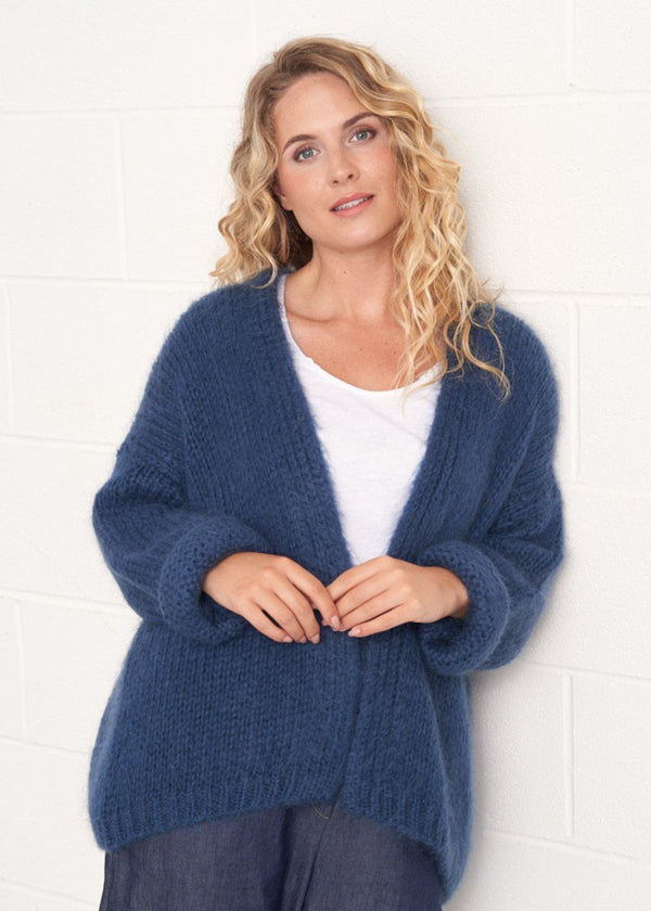 Blue chunky knit oversized cardigan