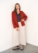 Rust red chunky knit cardigan